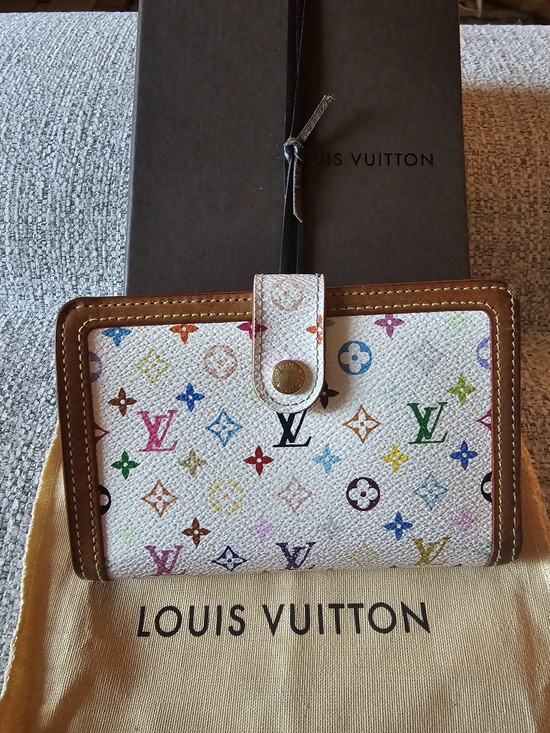 Louis Vuitton Handbags - Louis Vuitton White Multicolor Monogram Compact Wallet with Brown Trim